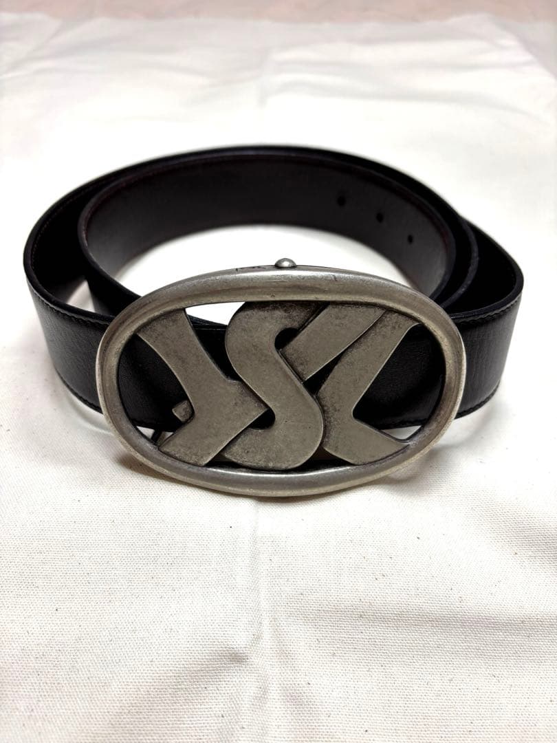 イヴサンローラン ベルト アンティーク加工ロゴ YSL リバーシブル(黒&茶)