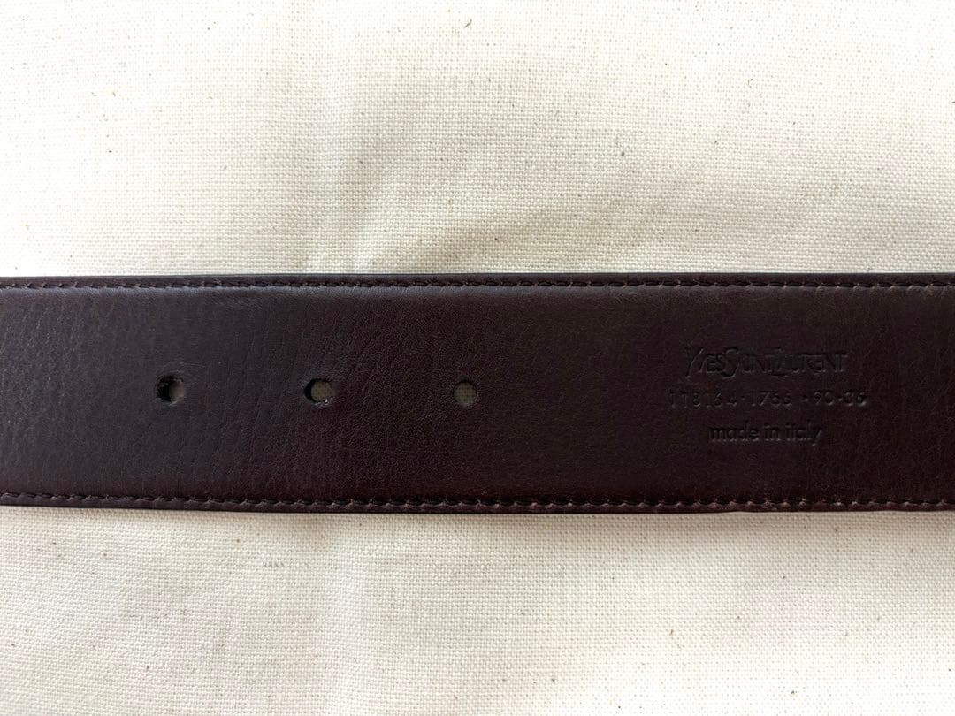 イヴサンローラン ベルト アンティーク加工ロゴ YSL リバーシブル(黒&茶)