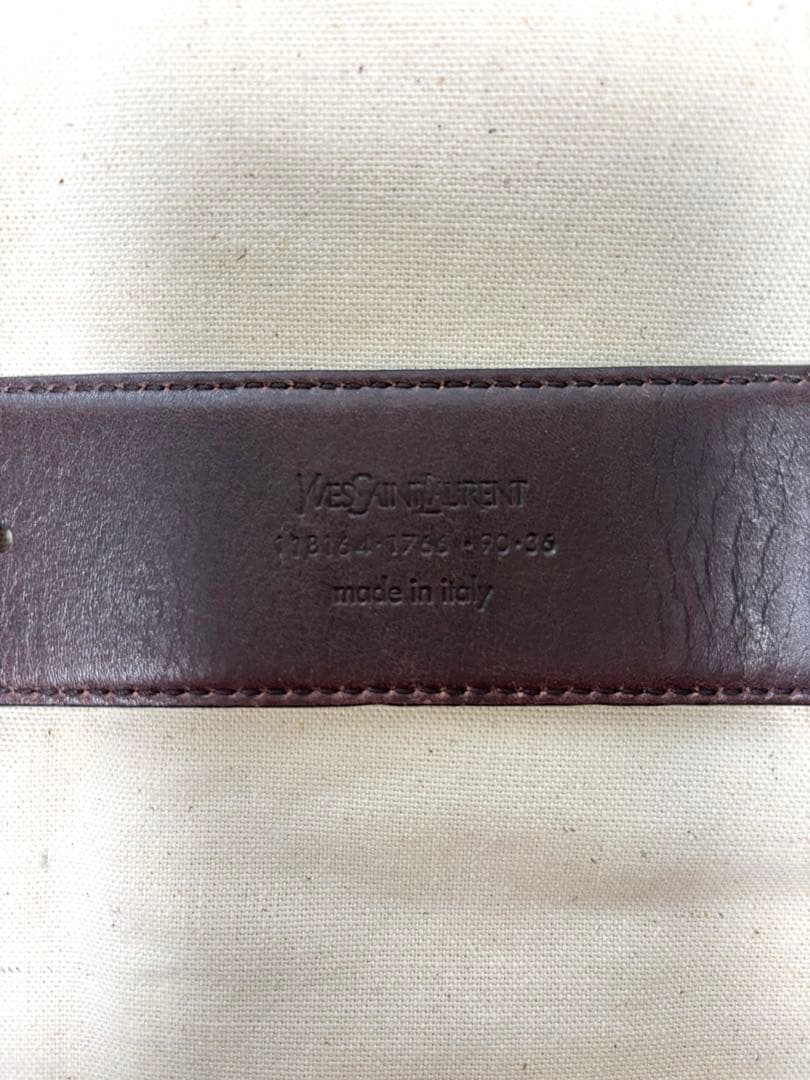 イヴサンローラン ベルト アンティーク加工ロゴ YSL リバーシブル(黒&茶)