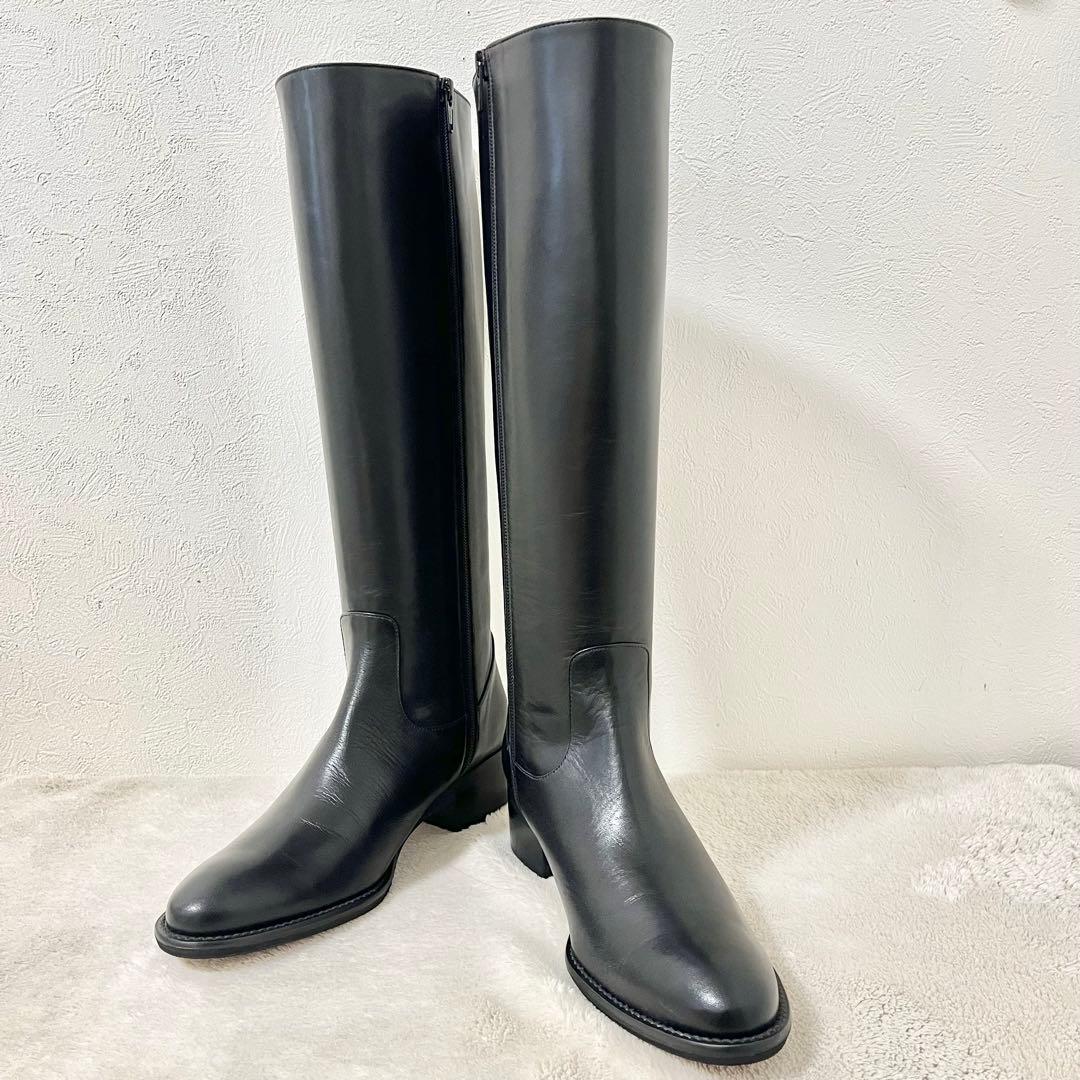 【未使用】theory luxe ロングブーツ　レザー　ブラック