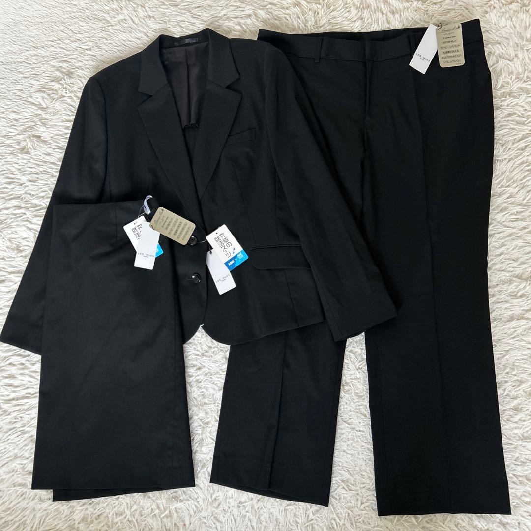 新品　レミュー　スーツ　パンツ　3点セット 大きなサイズ　洗えるスーツ　黒　無地