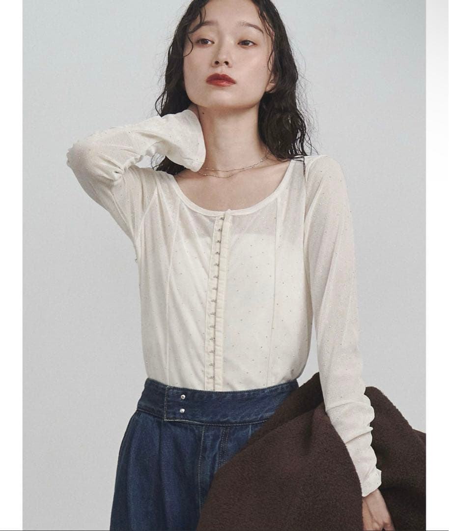 2WAYシアーベロアホックデザイントップス