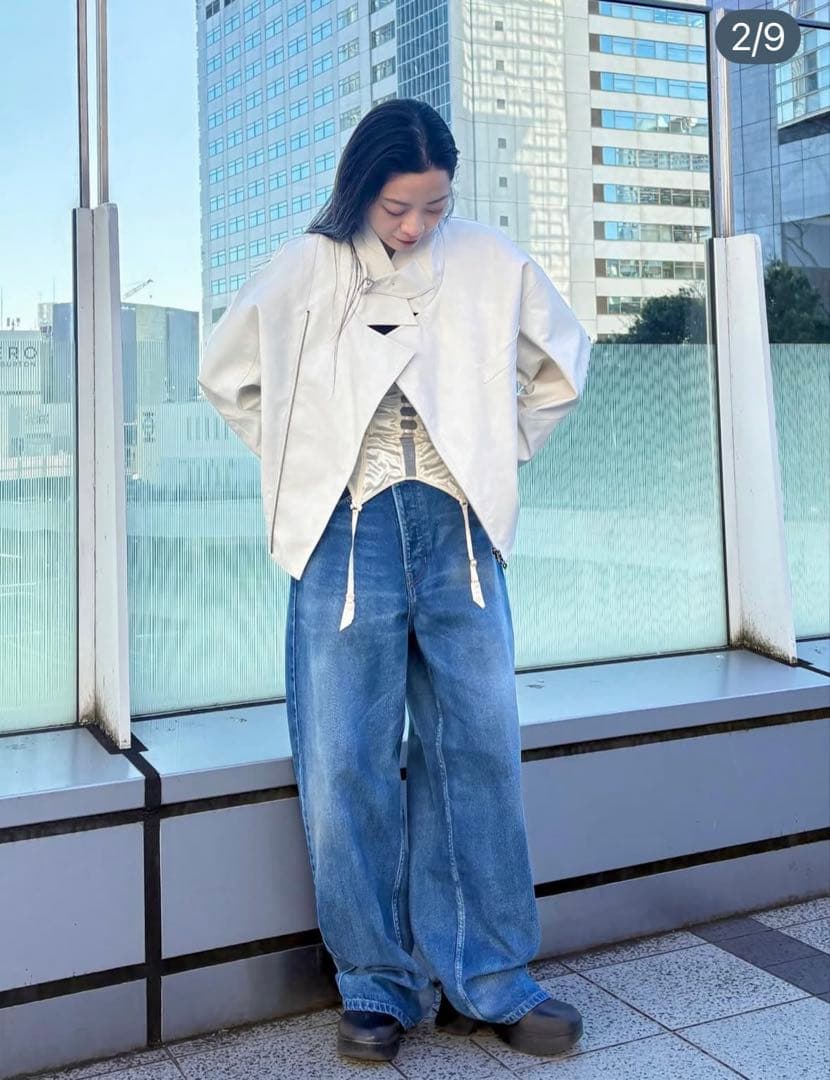 新品タグ付stunninglure ｒフェイクレザーライダースブルゾン ホワイト