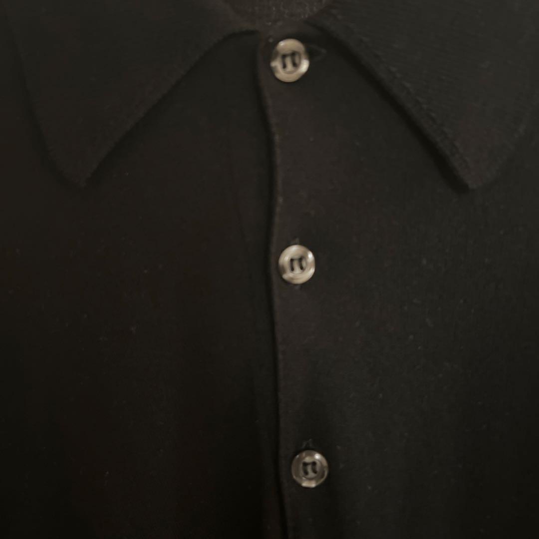 ジョンスメドレー シーアイランドコットン　ポロセーター　ブラック　S