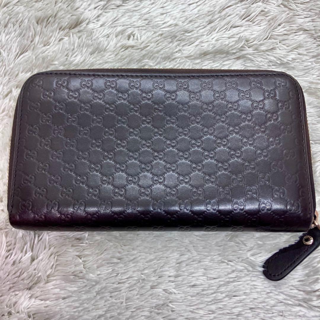 美品✨GUCCI マイクロシマ プレートロゴ GG ラウンドジップ
