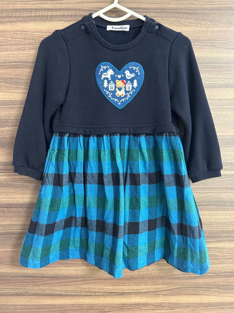 familiar ファミリア　ワンピース 95cm ネイビー チェック