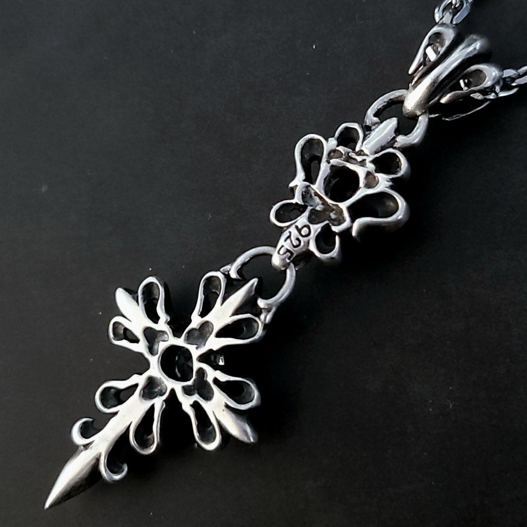 美品 BLESS ブレス ダブルフレアクロスペンダント 925 ジルコニア