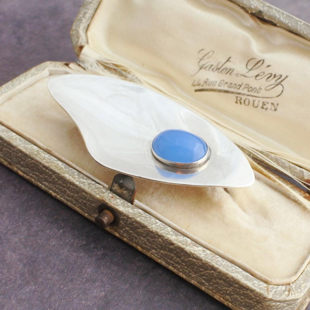 イギリスアンティークブローチケース＊英国アンティークボックス＊グレー＊ロング