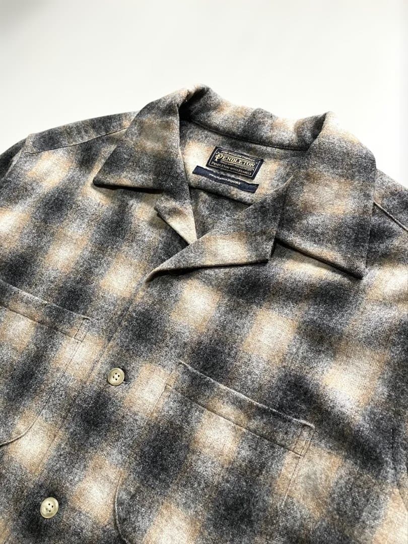 【美品】PENDLETON オンブレチェックウールシャツ　M　ボードシャツ　黒茶