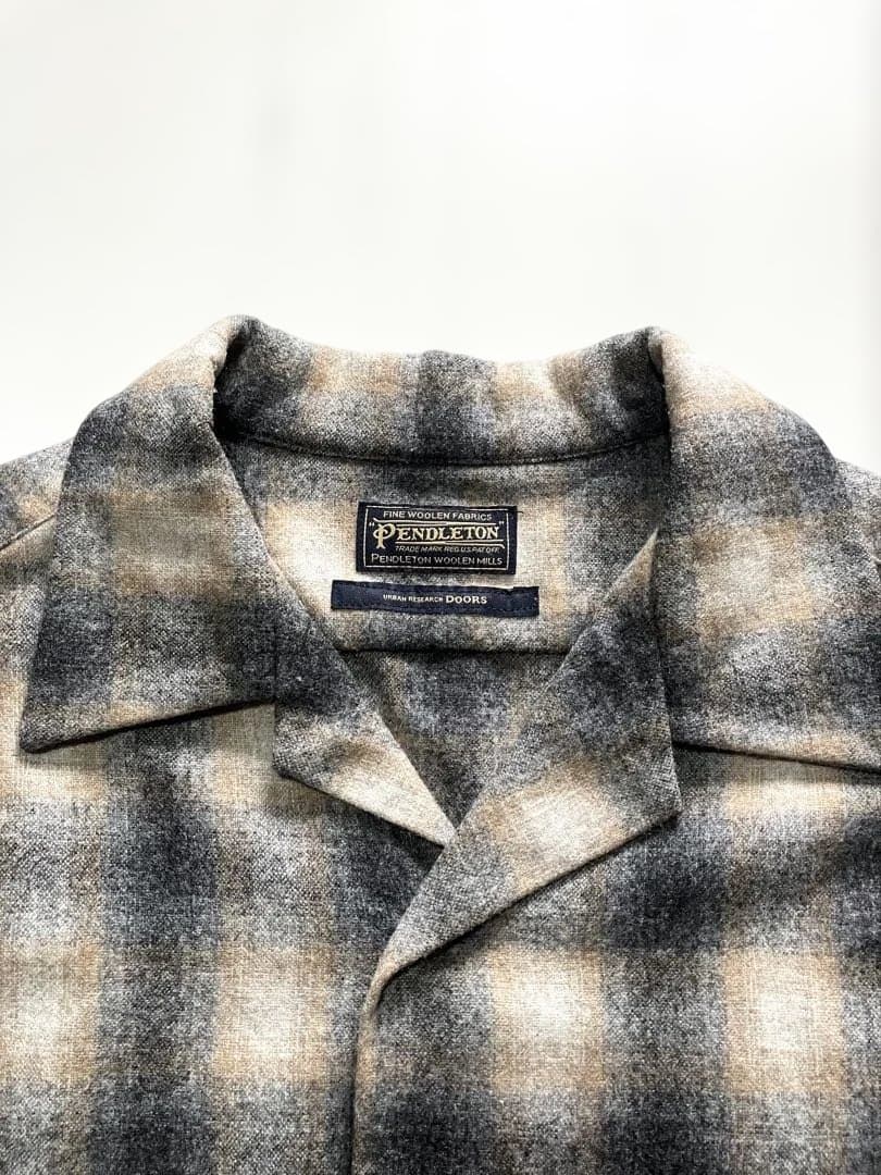 【美品】PENDLETON オンブレチェックウールシャツ　M　ボードシャツ　黒茶