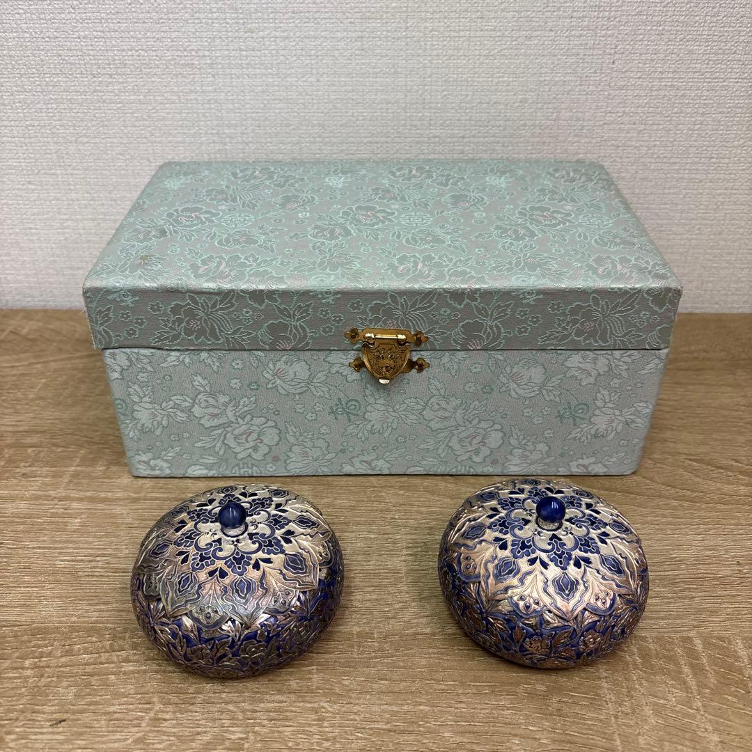 韓国製 七宝 純銀 小物入れ シュガーポットやボンボニエール