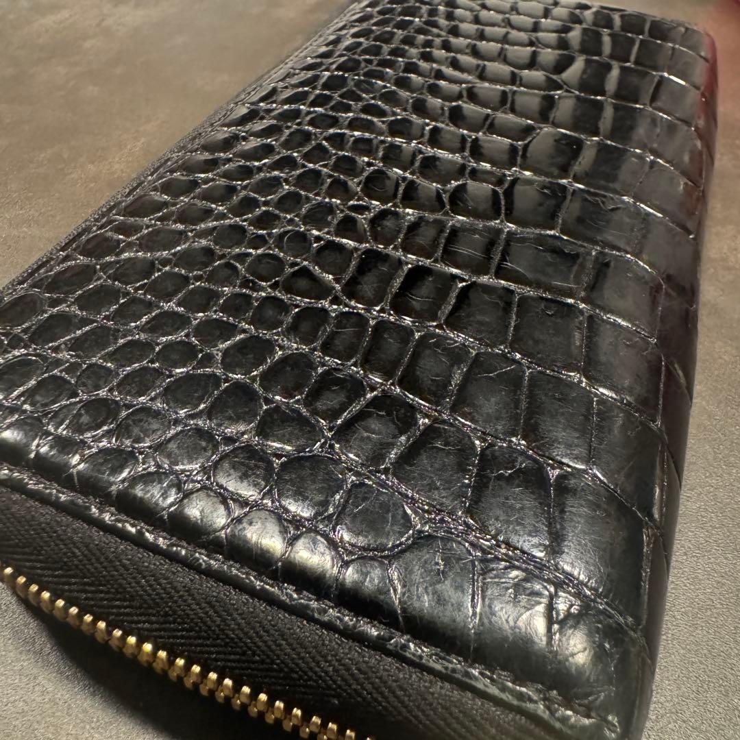 池田工芸 ポロサス スモールクロコダイル 長財布 1枚革