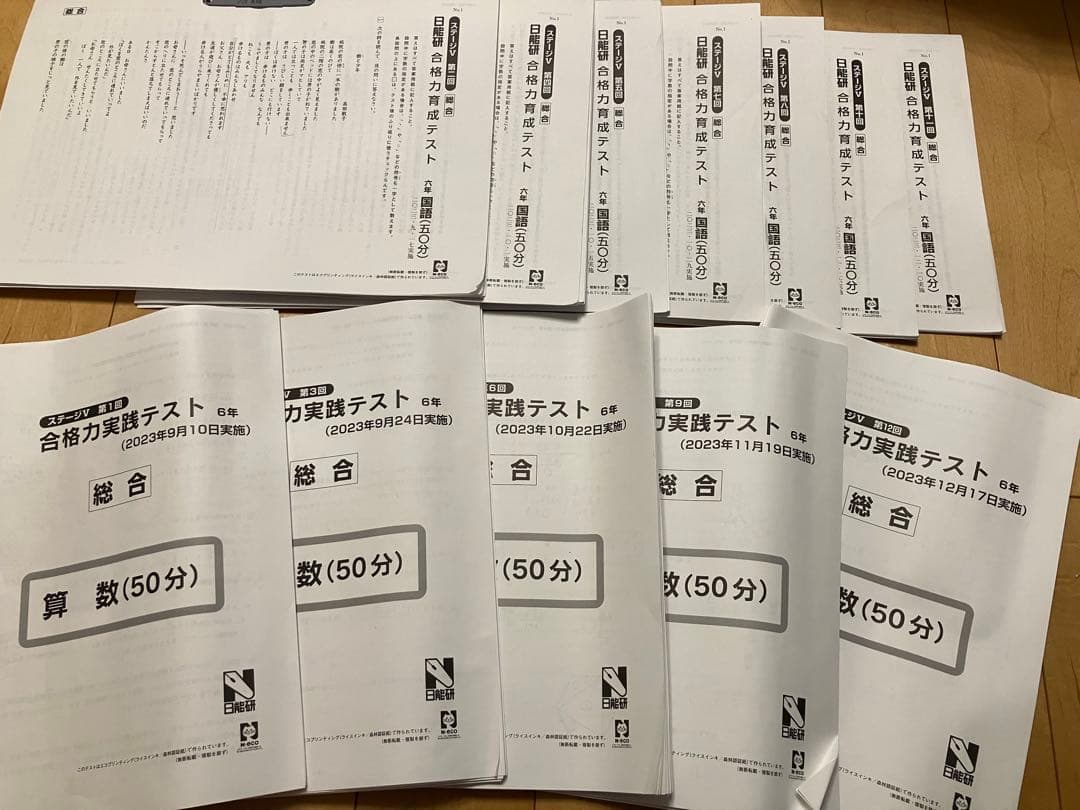 日能研 6年生 合格力育成実践テスト　2023年度 9月〜12月 12回分