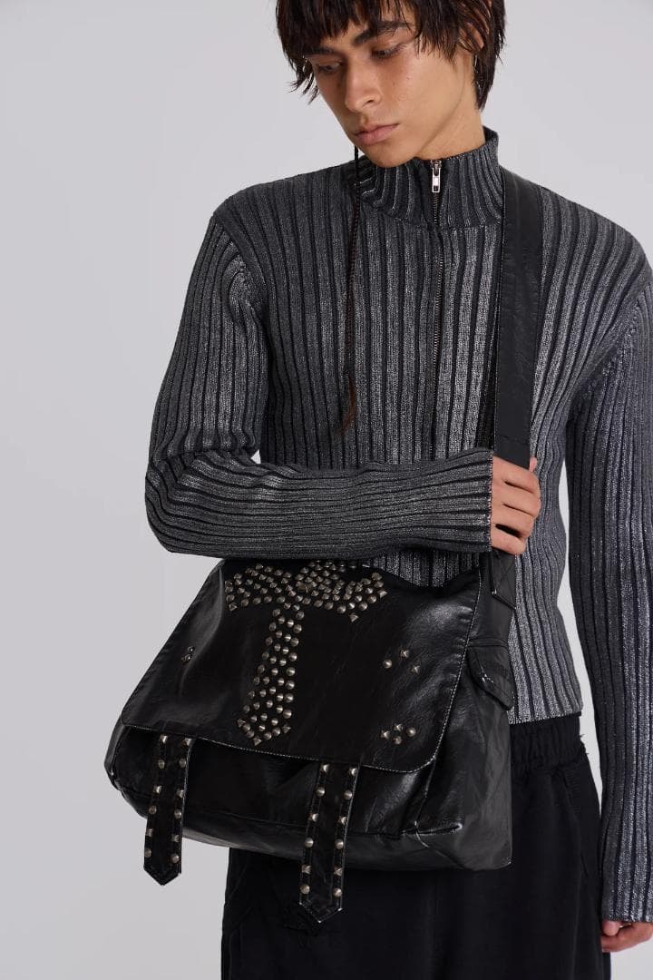 ★新品/JADED LONDON/CROSSスタッズメッセンジャーバッグ/B★