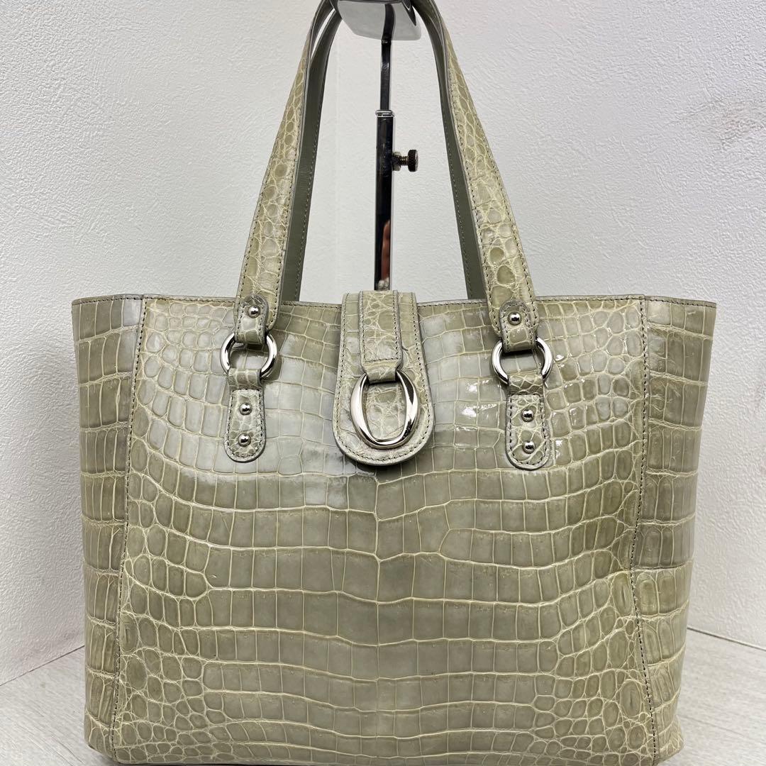 美品✨ SANPO 三宝 クロコダイル ハンドバッグ トートバッグ シャイニング