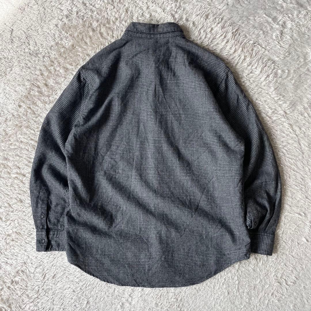 パパス 美品 PAPAS ウール ネルシャツ L グレー