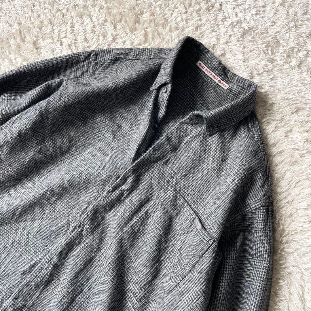 パパス 美品 PAPAS ウール ネルシャツ L グレー