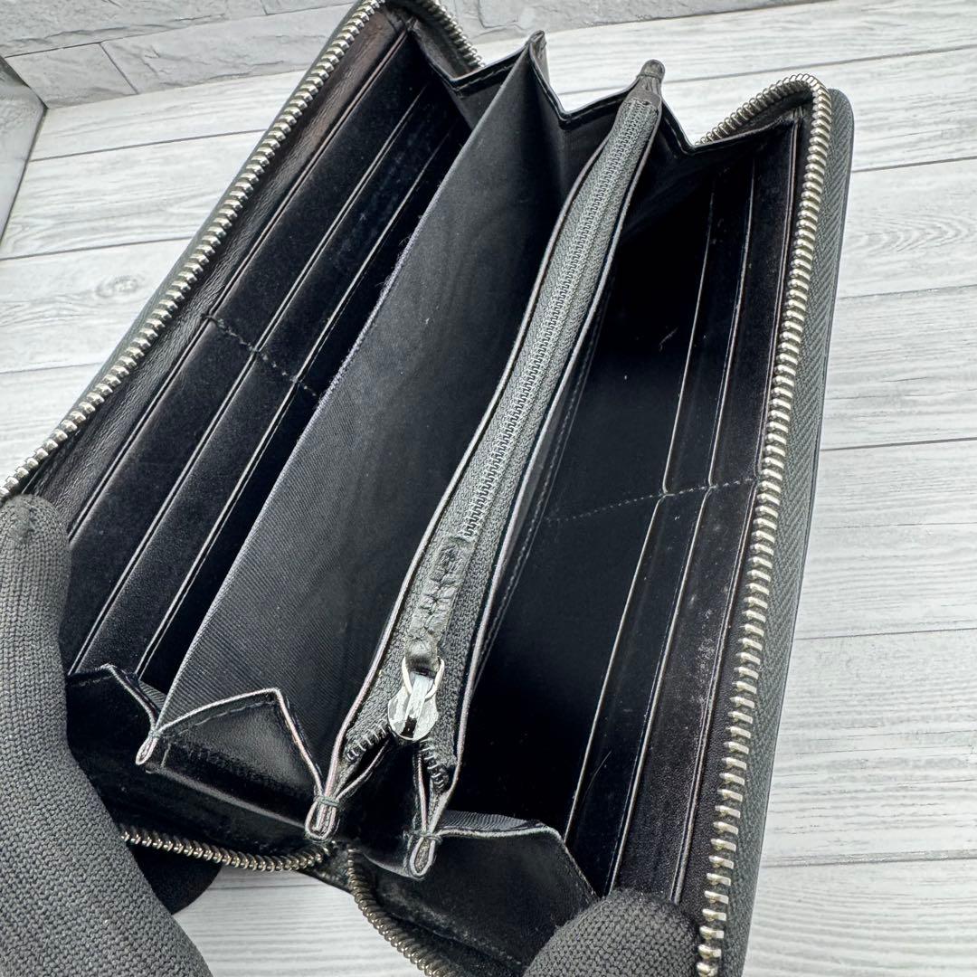 【美品】GUCCI ラウンドファスナー　長財布 ディアマンテ　レザー ブラック