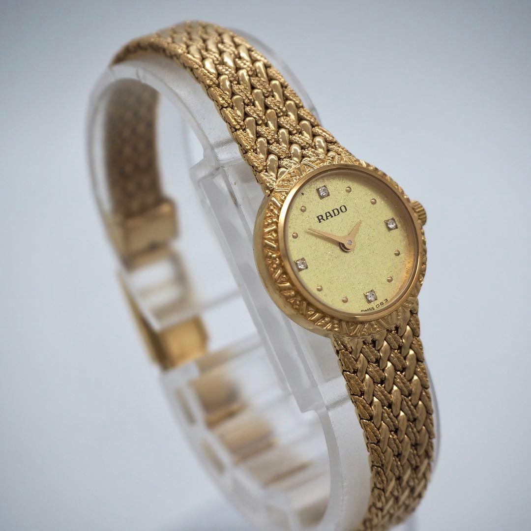 専用508 稼働【美品】RADO 時計 ゴールド4Pダイヤ　メッシュ　レディース