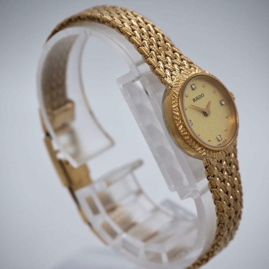 専用508 稼働【美品】RADO 時計 ゴールド4Pダイヤ　メッシュ　レディース