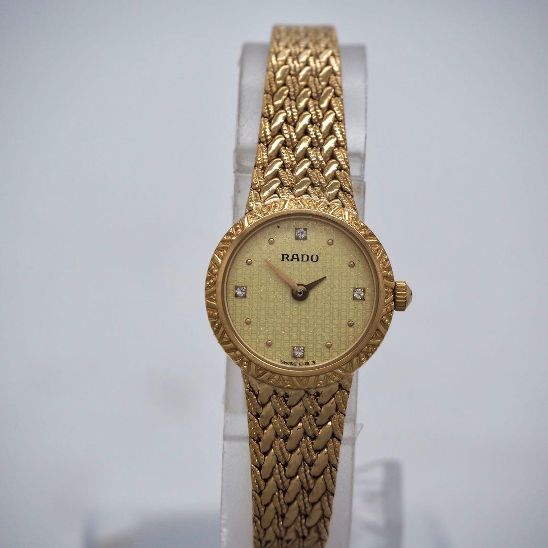 専用508 稼働【美品】RADO 時計 ゴールド4Pダイヤ　メッシュ　レディース