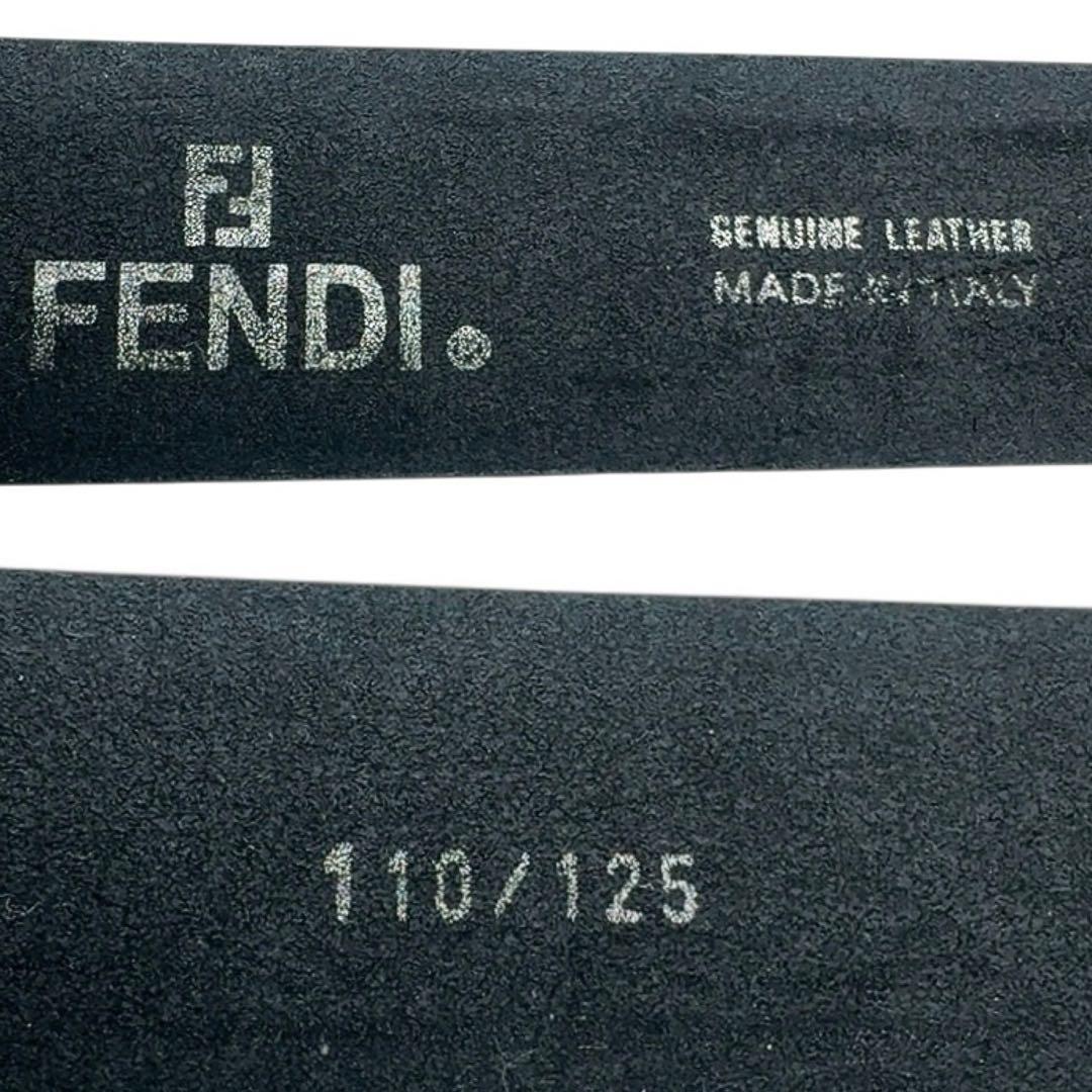 【良品】フェンディ ベルト レザー ブラック×シルバー FF ロゴ 革 ズッカ