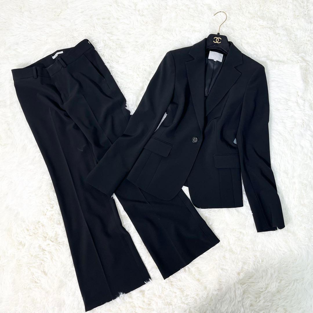 ししまる23区 パンツスーツ テーラードジャケット 裾フレア ブラック S