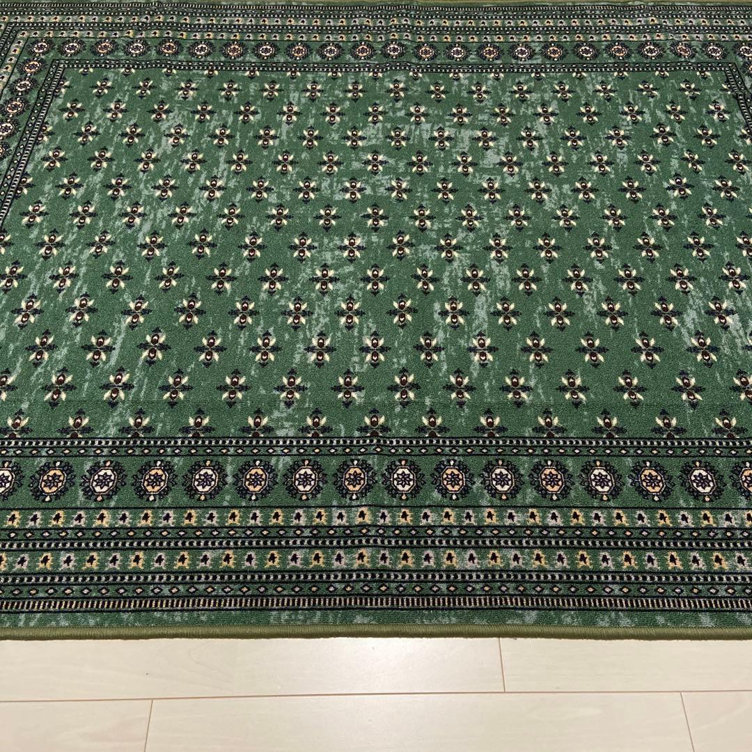 TOCOLIFE ヴィンテージ調ラグ　グリーン140×200 洗える