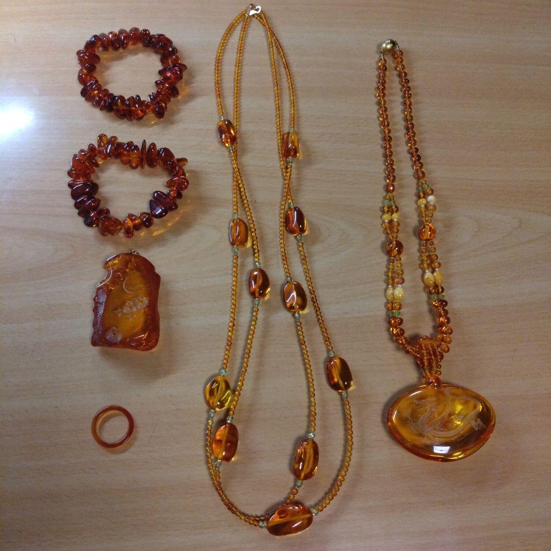 琥珀アクセサリージュエリー まとめ売り
