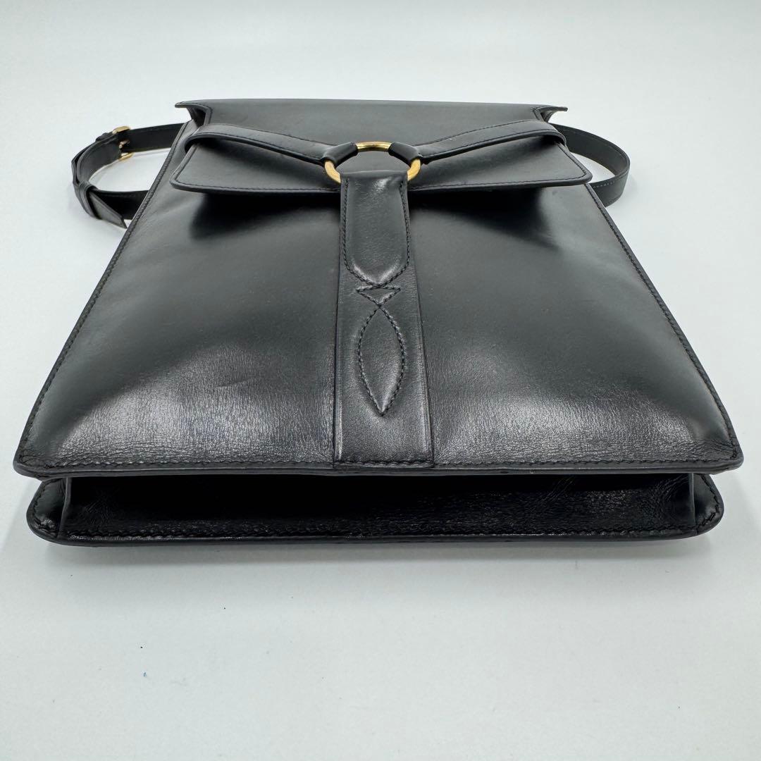 HERMES エルメス レザー ウエストバッグ ボディバッグ ブラック O刻印