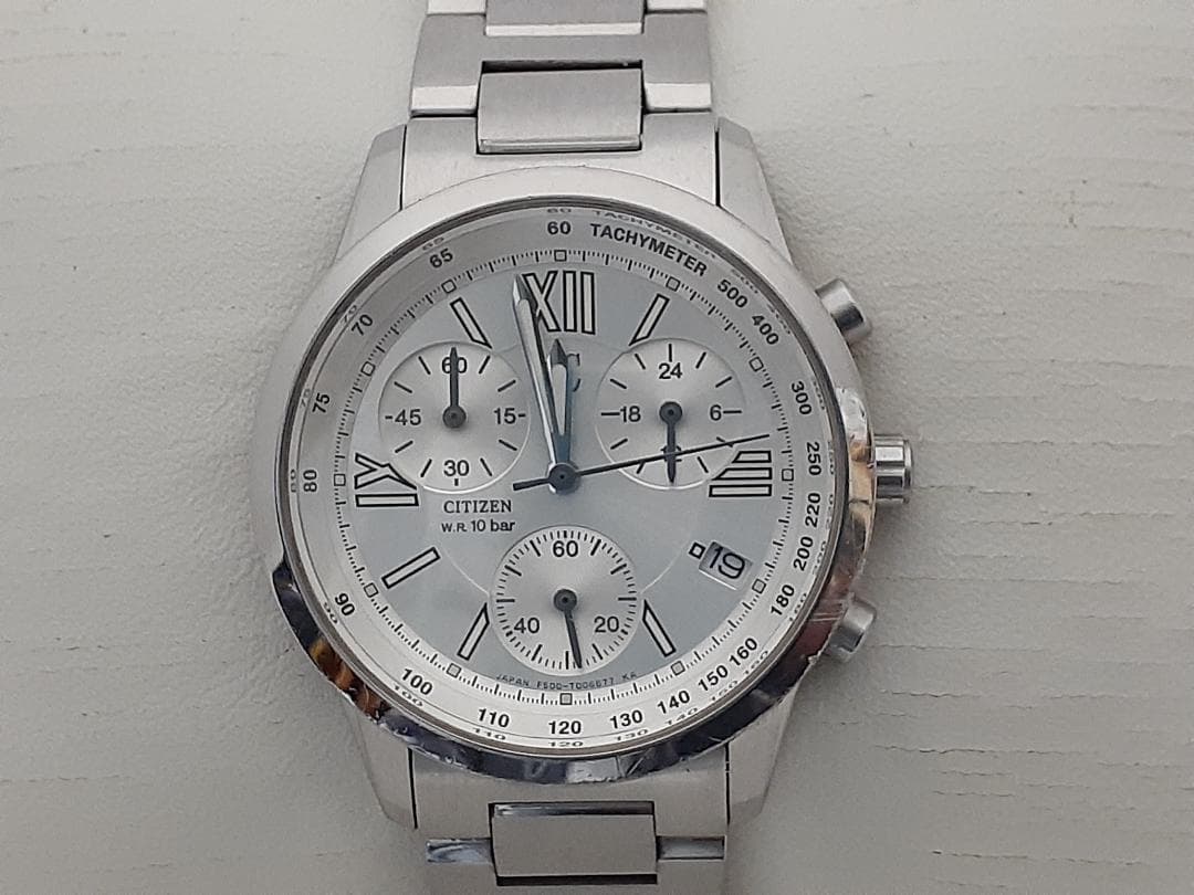 超美品【多機能・稼働品】CITIZEN シチズン クロノグラフ シルバー