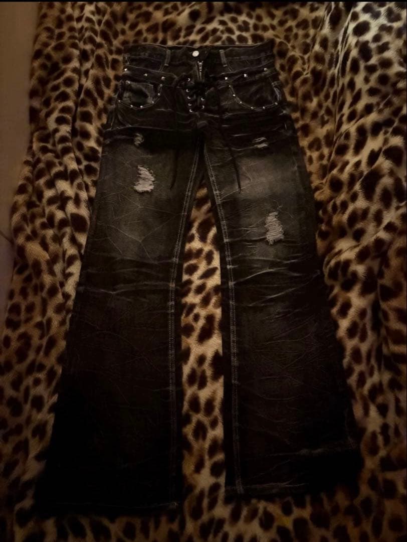 y2k デニム　レースアップ　お兄形　平成　グランジ