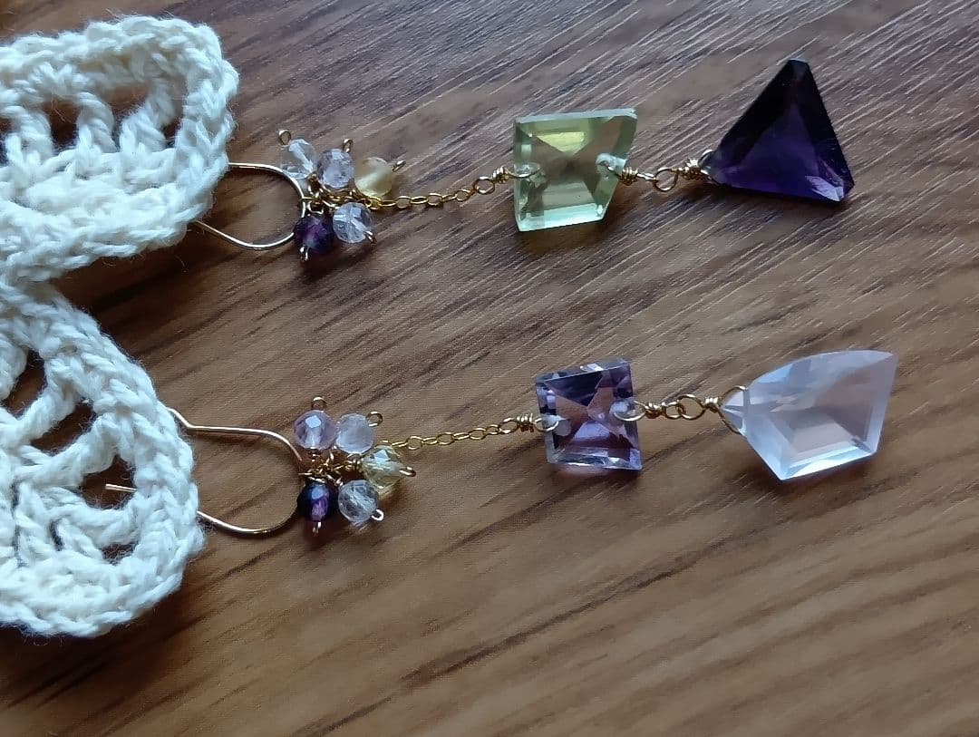 532/14kgf宝石質アシメントリーピアスチャーム他5点