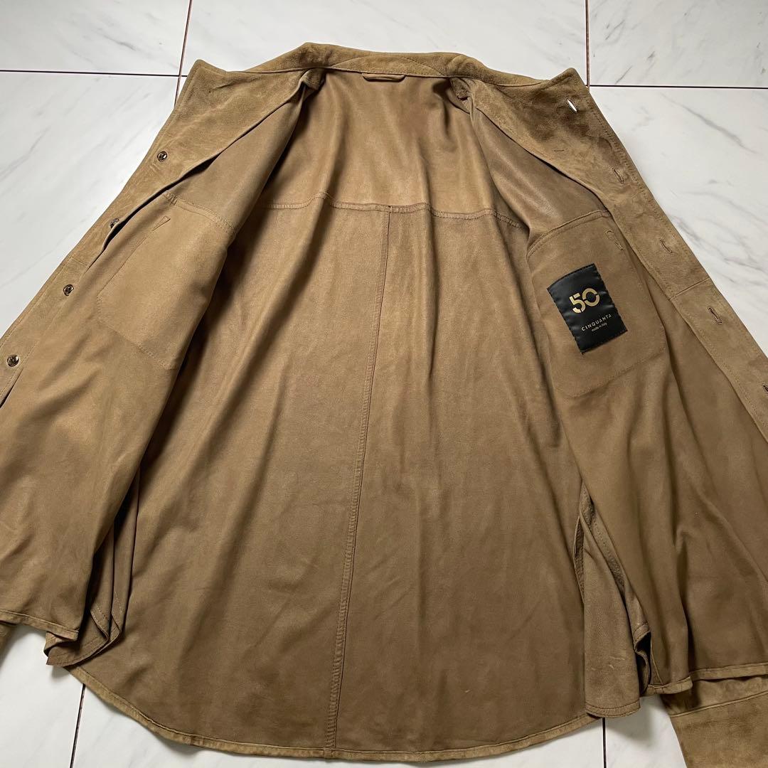 Cinquanta ゴートスエード シャツジャケット 山羊革 ブラウン 48