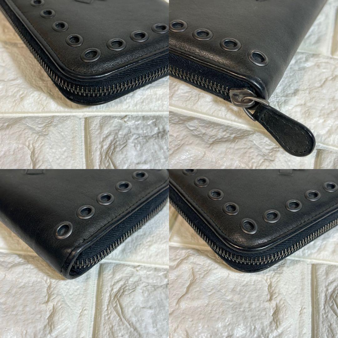 《希少モデル》ボッテガヴェネタ 長財布 イントレチャートスタッズ パンチング/黒