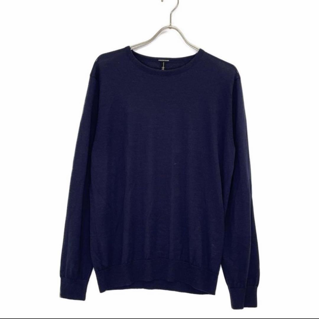 トレンタセッタンタ 30/70 ネイビー カシミヤシルク クルーネックニット48