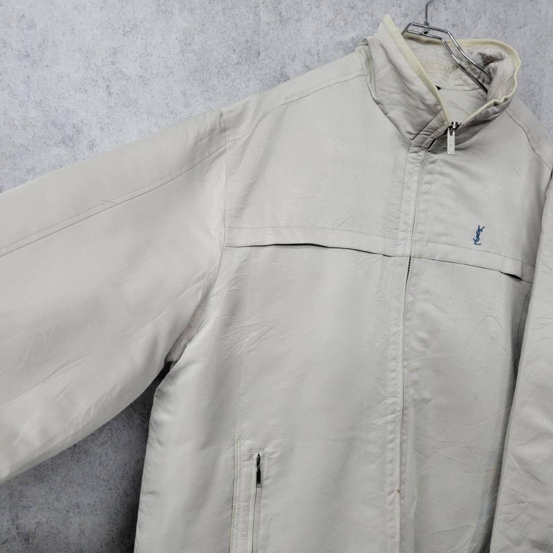 イヴサンローラン 刺繍 ナイロンジャケット ベージュ XL 古着 90s