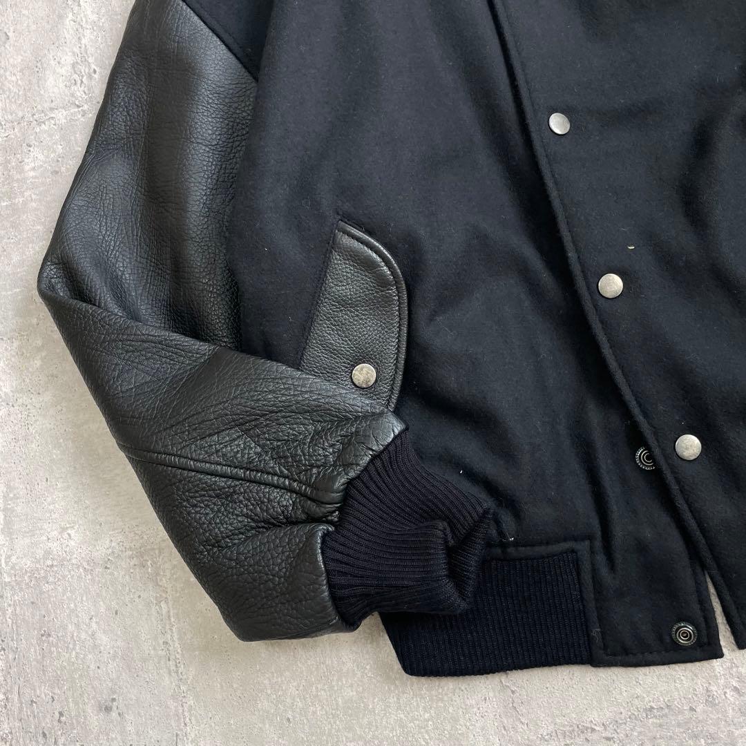 80's vintage michiko 襟 袖 レザー スタジャン ブラック