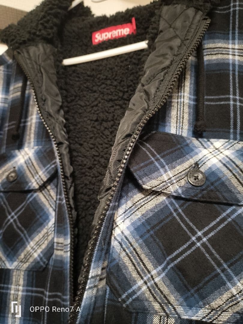 Supreme Hooded Flannel Zip Up Shirt Sサイズ