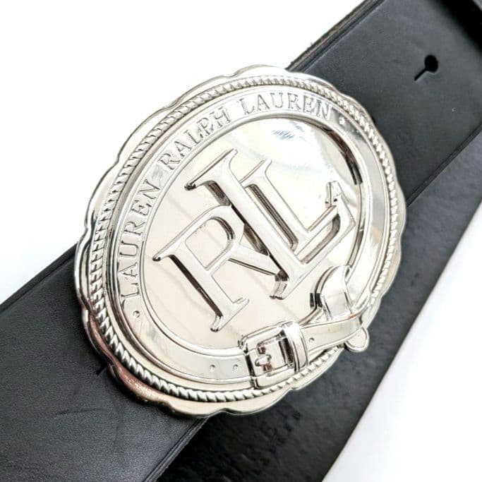 Vintage ローレンラルフローレン RLロゴ 大判バックル レザーベルト