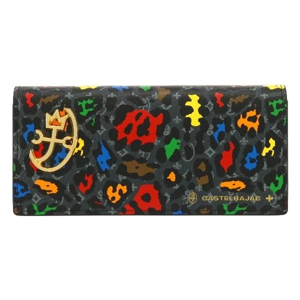 CASTELBAJAC カステルバジャック 牛革 長財布 レオパール ブラック
