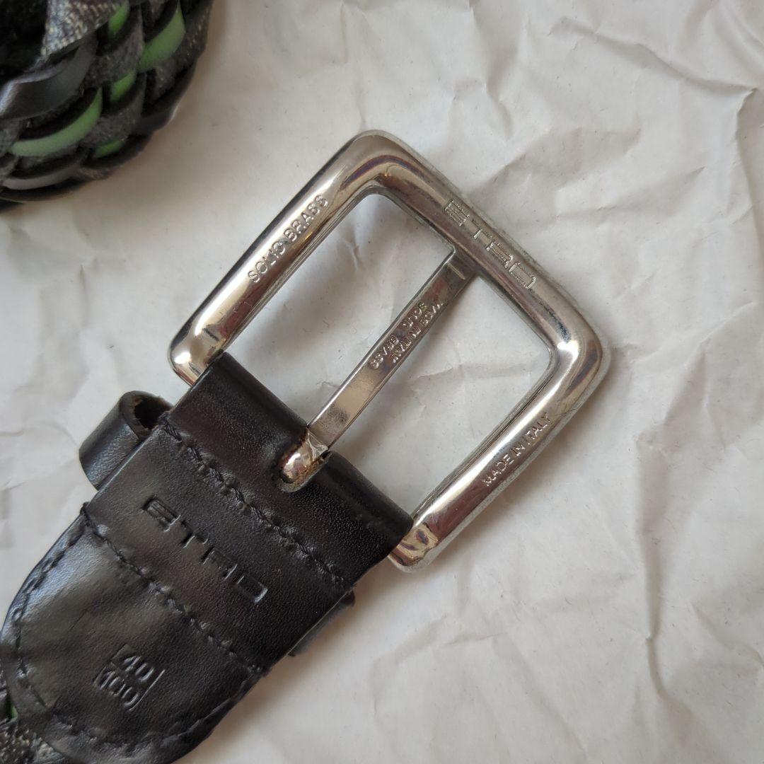 ETROレザー編み込みベルト40/100MADEINITALY　最終価格