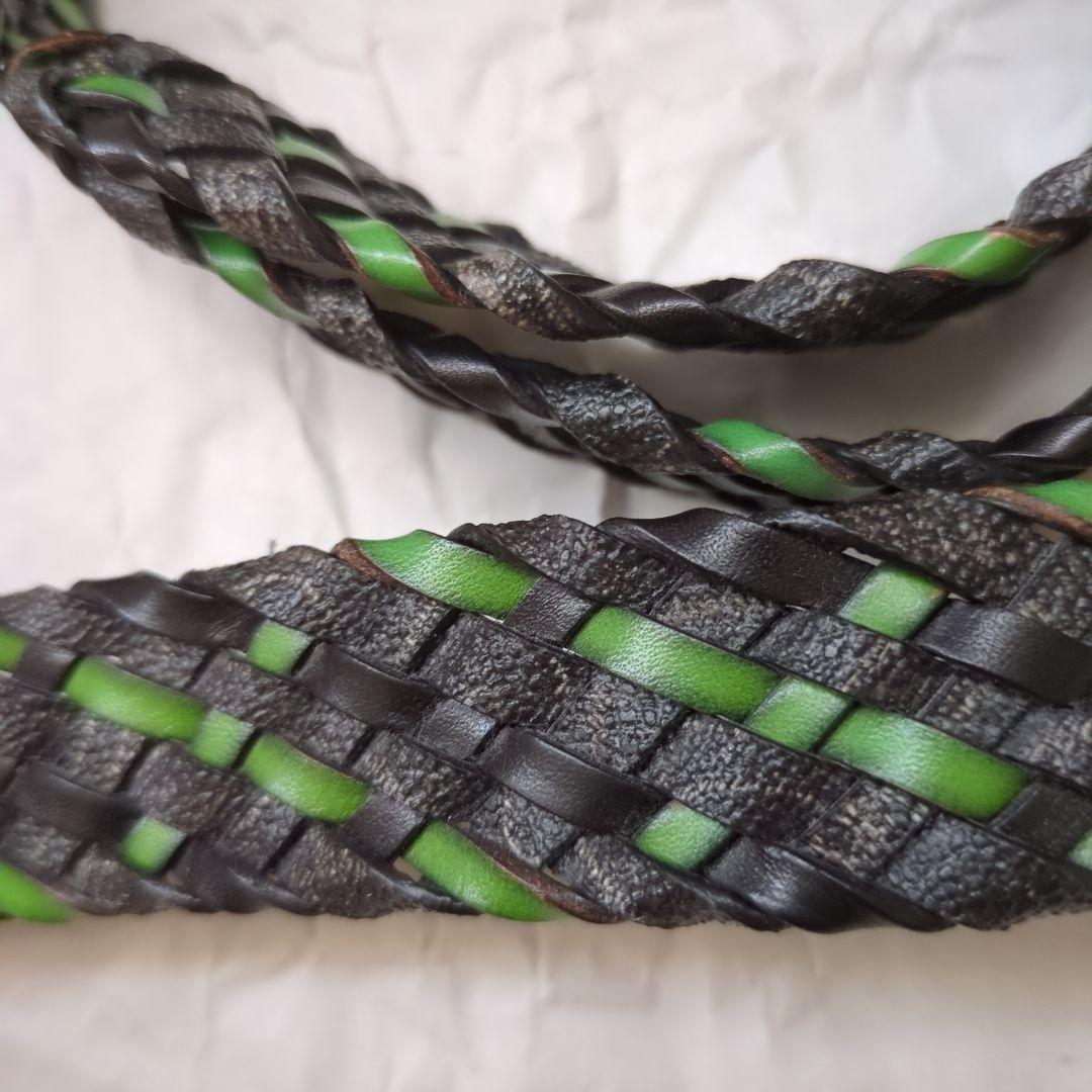ETROレザー編み込みベルト40/100MADEINITALY　最終価格