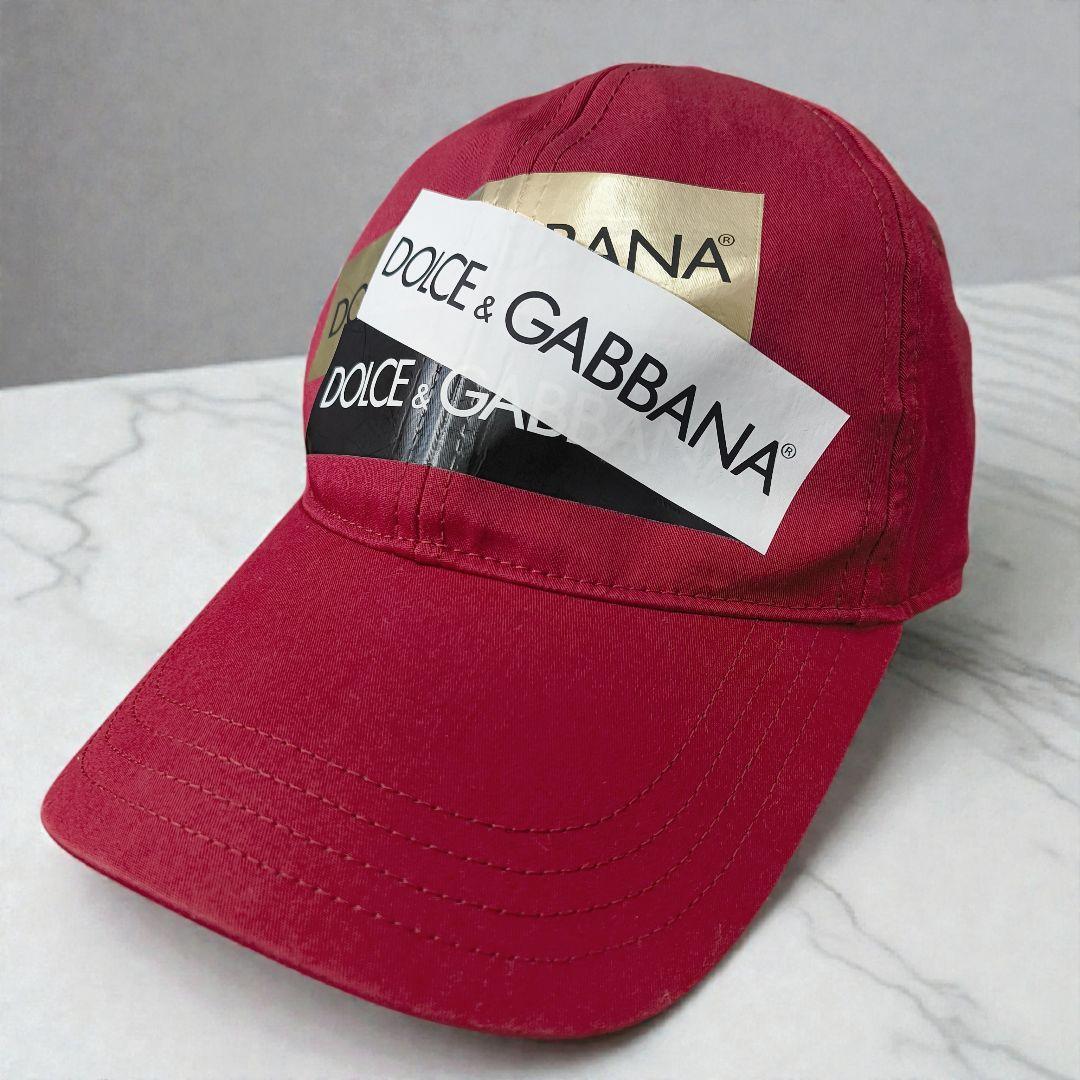 DOLCE&GABBANA ドルガバ テープロゴ size58 キャップ レッド