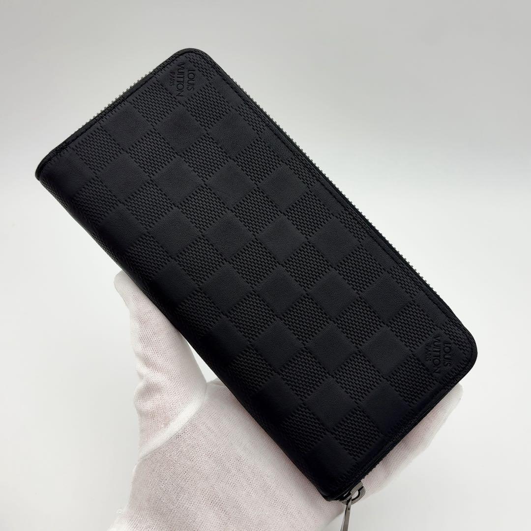 ルイヴィトン ダミエ アンフィニ ヴェルティカル 黒 長財布 メンズ 二つ折り