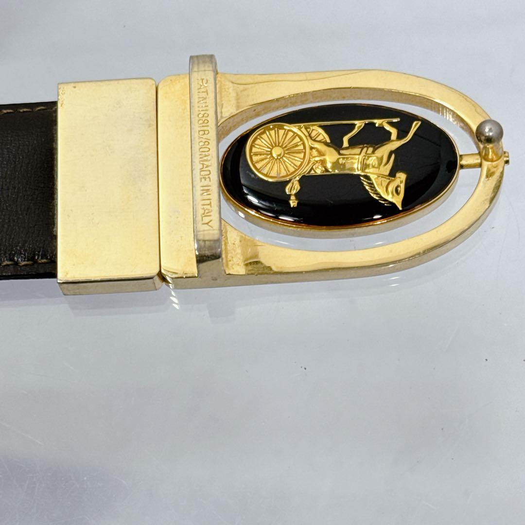 CELINE セリーヌ トリオンフ ダブル回転式ベルト 黒 希少 リバーシブル