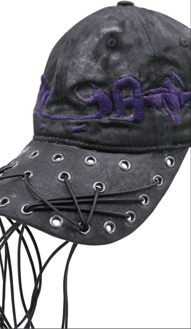 RADD LOUNGE レースアップキャップ ブラック/パープル