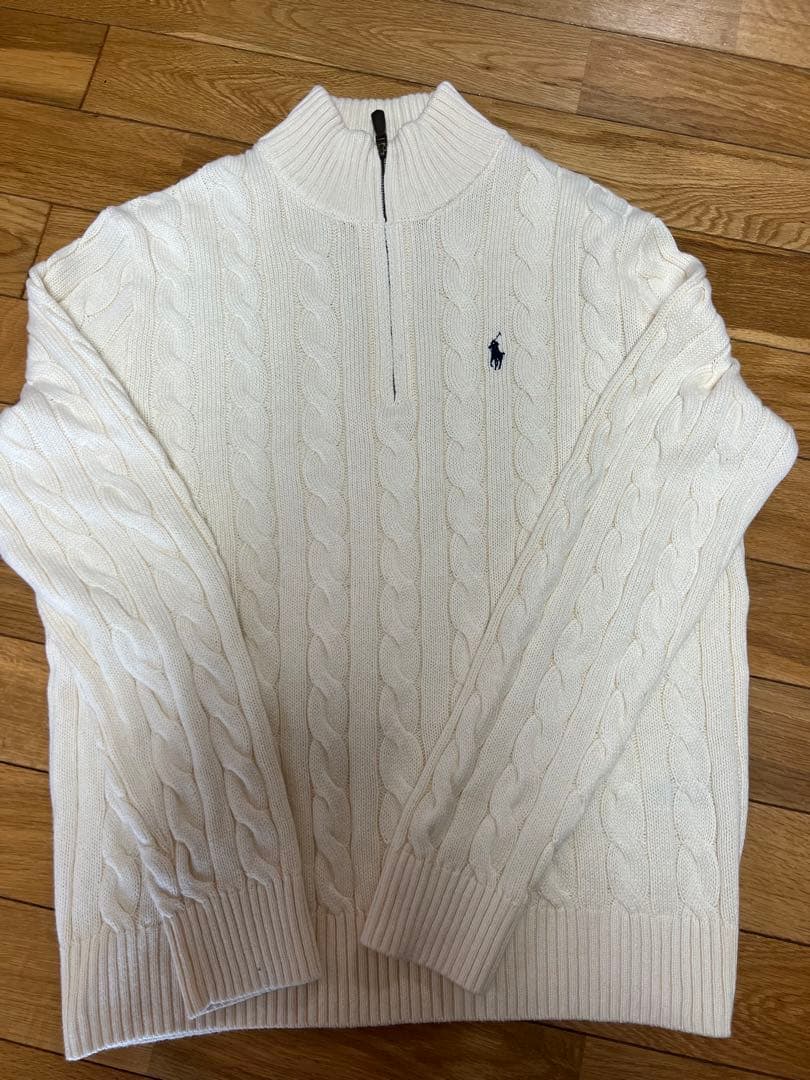 Polo Ralph Lauren ケーブルコットンニット クォータージップ L