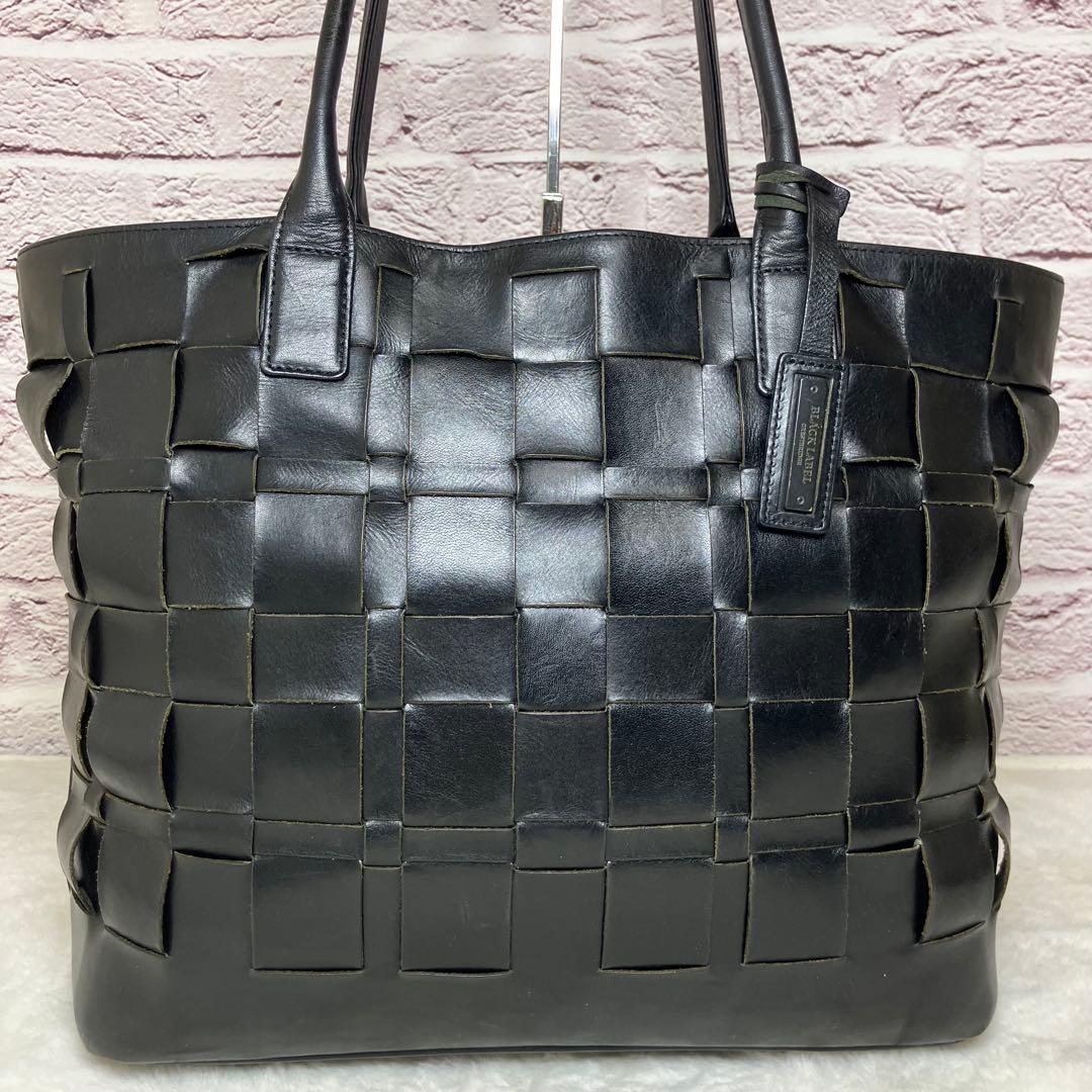 美品✨ブラックレーベルクレストブリッジ イントレチャート 本革 A4 トート 黒