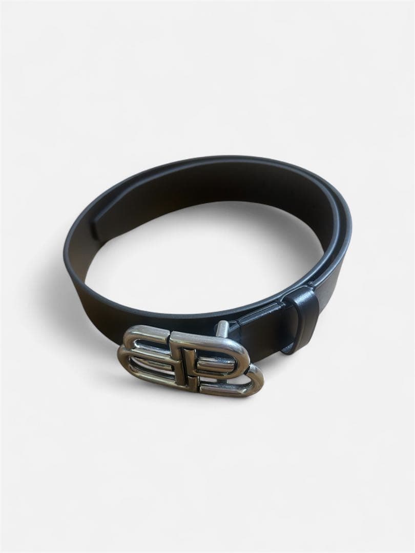 BALENCIAGA BBラージレザーベルト ブラック